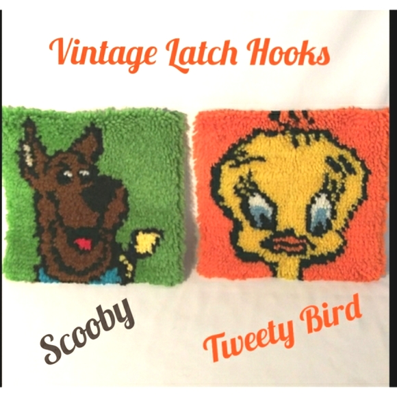 Vintage Other Vintage 8s Latch Hook Wall Hangings Cartoons Tweety